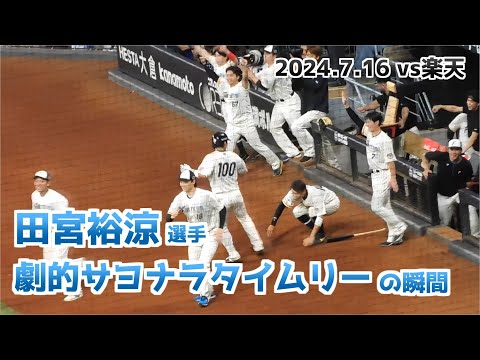 【日本ハム】田宮裕涼選手 劇的サヨナラタイムリーの瞬間  ベンチの様子【2024年7月16日】