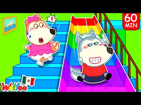 Wolfoo juega colorido tobogán en casa con Lucy | Historias Divertidas Para Niños | Wolfoo en español