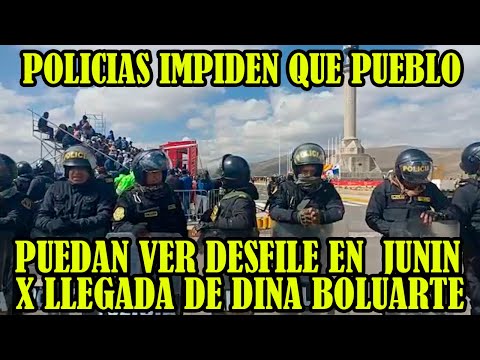 PROTEST4S DESDE LA PAMPA DE CHACAMARCA DONDE LA POLICIA NO PERMITE EL INGRESO DEL PUEBLO AL DESFILE