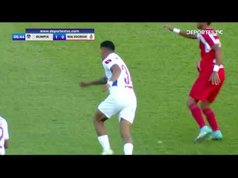 Gol de Kevin López en el Olimpia vs Real Sociedad en San Pedro Sula