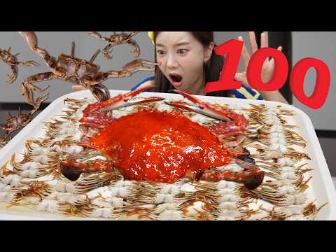 게가 100마리 !? 🦀 칠게 튀김 칠게 꽃게 라면! 100 Baby Crab & Blue Crab Fried Crab with Ramen Mukbang ASMR Ssoyoung