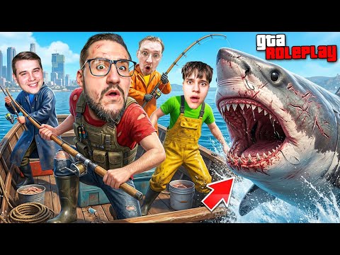 КТО БОЛЬШЕ ЗАРАБОТАЕТ ДЕНЕГ за 1 ЧАС на РЫБАЛКЕ! ПОЙМАЛИ ГИГАНТСКУЮ АКУЛУ! (GTA 5 RP)