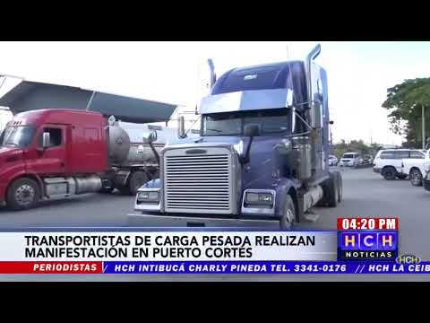 Transportistas de carga pesada realizan manifestación en Puerto Cortés