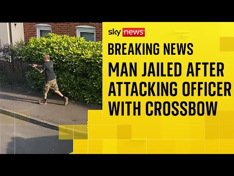'Extremely dangerous' crossbow attacker who shot police officer jailed