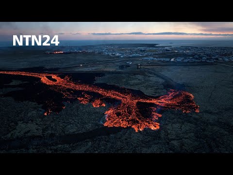 Dron captó el momento en el que ríos de lava destruyeron tres viviendas en  Islandia