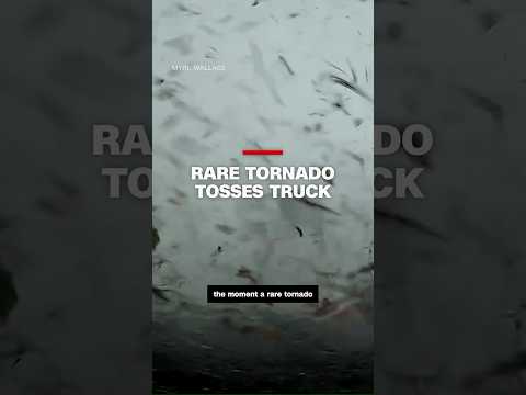 Truck's dashcam captures the moment a rare tornado hit and tossed it