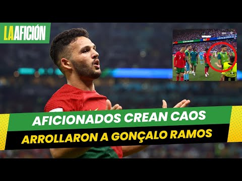 Guardia golpea a Gonçalo Ramos al intentar atrapar a un espontáneo tras juego de Portugal