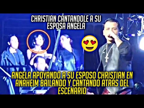 ANGELA BAILANDO Y CANTANDO EN EL CONCIERTO DE SU ESPOSO CHRISTIAN AYER EN ANAHEIM