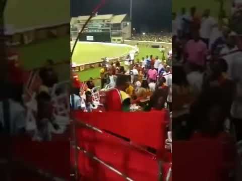 A fight erupted at the Guyana Cricket Stadium during the match with Trinbago Knightriders