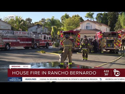 Firefighter injured as crews work to put out house fire in Rancho Bernardo