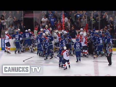 Canucks vs Panthers Bench Clearing Brawl (Jan. 11, 2016) video clip