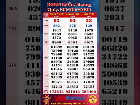 Xổ Số <strong>Miền</strong> Trung, XSMT ngày 20/09/2026, Trực Tiếp KQXS , Xổ Số Thừa <strong>T</strong>. Huế, Xổ Số Khánh Hòa, Kon Tum