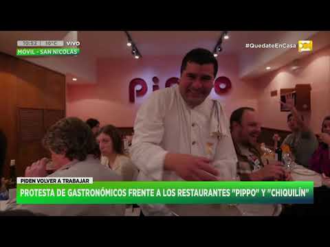 Protesta de gastronómicos frente a los restaurantes Pippo y Chiquilín en Hoy Nos Toca a las Diez