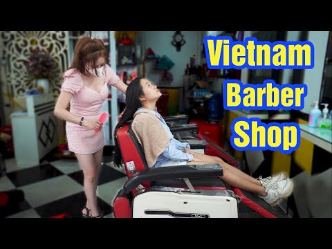 Vietnam Massage Barber Shop with Beautiful Girl / Face Massage & Wash Hair in Street Ho Chi Minh