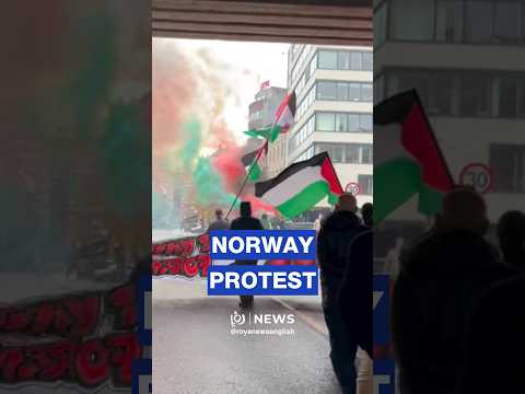 Demonstrators <strong>march</strong> through Oslo in support of Gaza