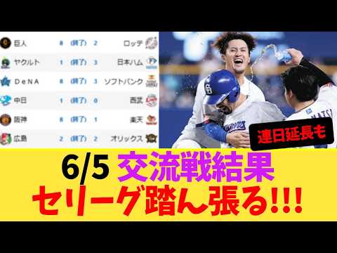 セパ交流戦、6月5日のプロ野球交流戦結果、セリーグ踏ん張る!!!