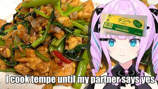 Japanese tries great tempe dish Day1 【Tumis kangkung tempe】