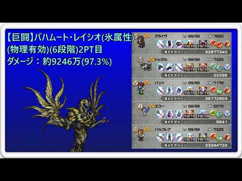 ＜FFRK＞ 【巨闘】バハムート・レイシオ(氷属性)(物理有効)(6段階)撃破 2PT目