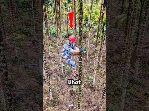 Kerja di Atas Langit! Pembersihan Pohon Pinang yang Menegangkan! 🏞️ #shorts