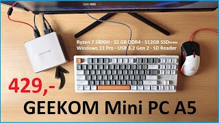 Vido-Test : GEEKOM A5 Review - Windows 11 Pro Mini PC Ryzen 7 5800H32GB512GB NVMeUSB 3.2 Gen 2 /Moschuss.de
