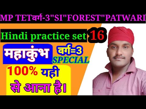 हिंदी/HINDI || MP TET Varg-3 ||  MP Police SI || Patwari || MP Forest Gaurd || Day 16