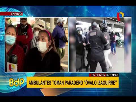 Militares y serenos intentan recuperar paraderos tomados por ambulantes en Los Olivos