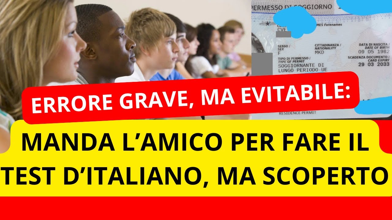 👉 PRENOTAZIONE ASSISTENZA E #CONSULENZA: https://shorturl.at/lUxox▶️ Storia e conseguenze di questa truffa durante l'esame d'italiano livello A2 a Siena: https://permessodisoggiorno.org/tenta-di-far-sostenere-lesame-ditaliano-allamico-per-ottenere-il-permesso-ue-di-lungo-periodo-ma-viene-scoperto-e-denunciato/✅ Guida pratica su come e chi deve fare il test d'italiano per ottenere il permesso di soggiorno UE di lungo periodo: https://www.youtube.com/watch?v=_ewsyBYqXZs
⌛ 7 ESENZIONI #TEST ITALIANO: https://shorturl.at/KgRo6👍 ESPULSIONI E RIMPATRI IN ITALIA: https://www.youtube.com/watch?v=CuPkDsNec9o😡 IL FALLIMENTO DEL DECRETO FLUSSI: https://www.youtube.com/watch?v=EdRN6X5lg5c⚡  ALCUNI LIBRI PER IMPARARE BENE L'ITALIANO:
▶️ Italiano per Stranieri A 1 - A 2: Due Libri in Uno: da Livello Base a Intermedio con Storie divertenti e Grammatica spiegata in Italiano e Inglese. Con Bonus in Omaggio. Puoi acquistarlo qui: https://amzn.to/48nXREy
▶️ Grammatica Italiana per Stranieri A 1: Teoria ed Esercizi con Spiegazioni in Italiano e Inglese Italian Grammar Bilingual Course Book. Puoi acquistarlo qui: https://amzn.to/3T8cNCt