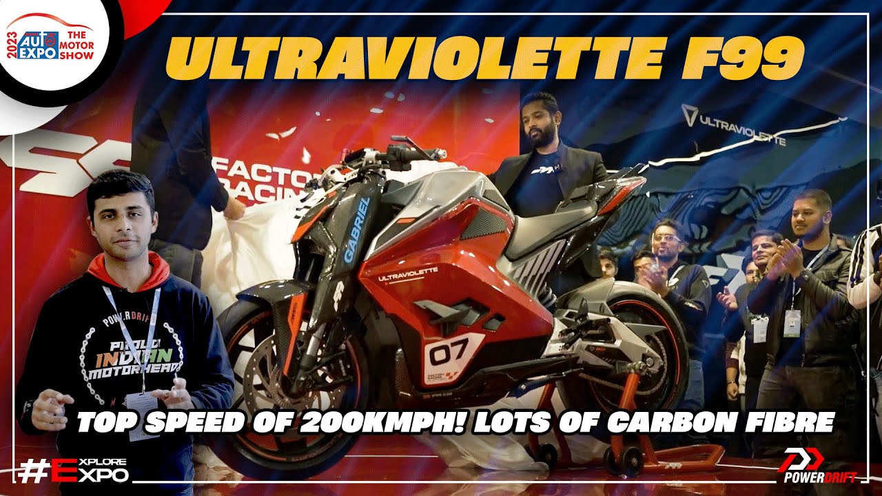 Ultraviolette F99 | Top Speed of 200kmph - Lots of Carbon Fibre | Auto Expo 2023 | PowerDrift