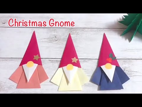 折り紙 簡単クリスマスノームを作ってみた!作り方/How to make a simple Christmas gnome.Origami.Paper craft.DIY.Bookmark.