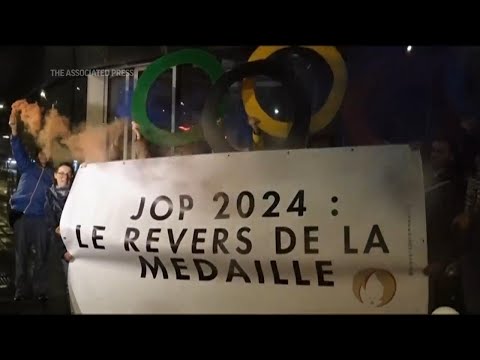 Protest group concerned about Paris 2024 Olympics impact rally outside French Interior Ministry