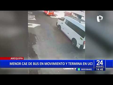24Horas Arequipa: Menor termina en UCI tras caer de bus en movimiento