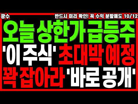 급등 대장주 주가전망) 오늘 상한가 급등주 '이 <strong>주식</strong>' 초대박 예정 꽉 잡아라 '<strong>바로</strong> 공개' | 급등주 관련주 주식전망 주도주 추천주 디에스경제타임즈 광수