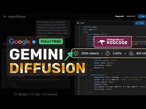 Gemini Diffusion Coder (Tested) + RooCode: This is the FASTEST AI Coder YET & IT'S FULLY FREE!