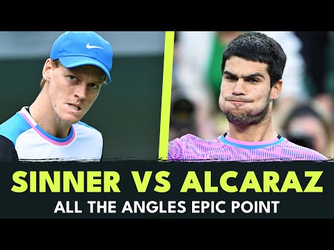 All The Angles Of EPIC Jannik Sinner vs Carlos Alcaraz Point | Indian Wells 2024