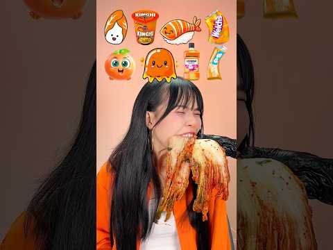 ASMR Mukbang Color 🩳🦁🎃 Eating Random Orange Food #funny #shorts #mukbang #eating #food