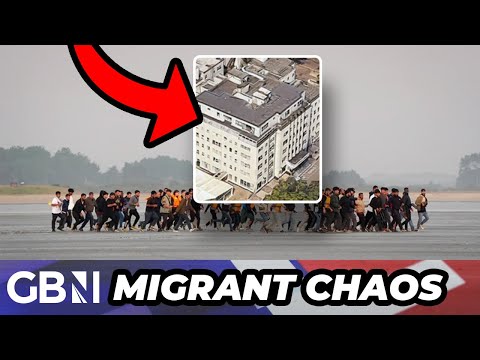 Migrants 'take over' UK coastal town as food delivery bikes seen 'SPRAWLED' outside asylum hotels