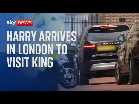 Harry arrives at Clarence House to see father - day after King's cancer diagnosis revealed