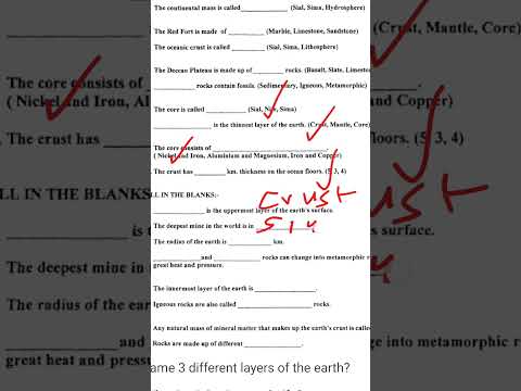 NCERT geography Inside Our Earth quick Objective questions #class7