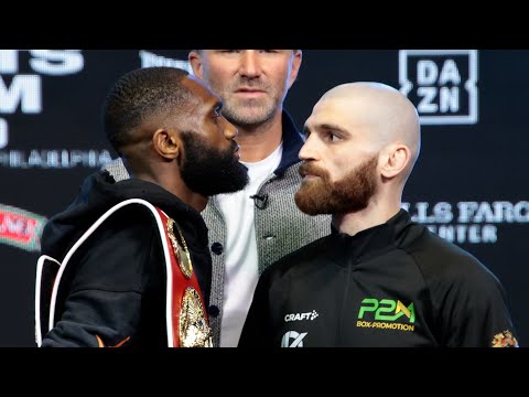 Jaron Ennis REFUSES to break Stare Down vs Karen Chukhadzhian in HEATED press conference faceoff!