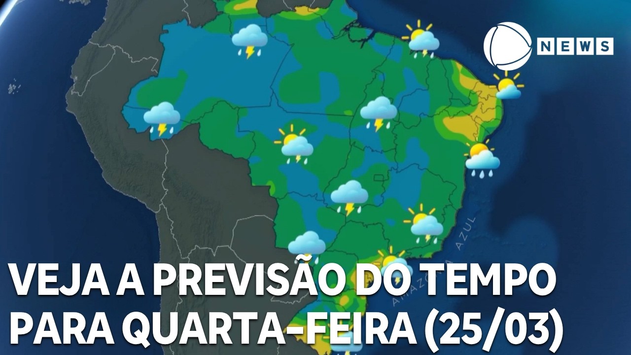 Veja a previsão do tempo para todo o país nesta quarta (25/03)
