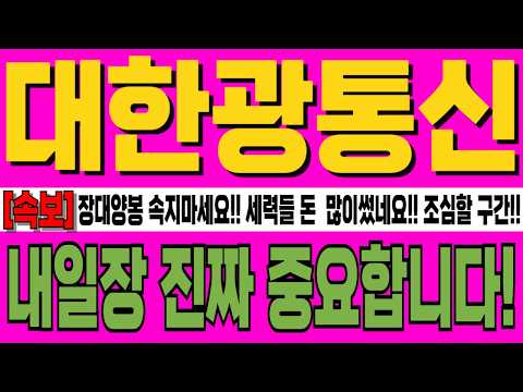 [대한광통신 주가전망] 장대양봉 속지마세요!! 세력들 돈 많이썼네요!! 조심할 구간!!주주분 이라면 필수시청!! 오늘장 진짜 중요합니다!!  #강반장