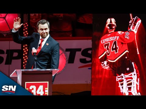 Calgary Flames Hold Ceremony To Retire Miikka Kiprusoffs No. 34 Jersey