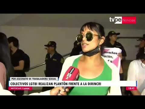 Colectivos LGTBI realizan plantón frente a la Dinincri por asesinato de trabajadora sexual