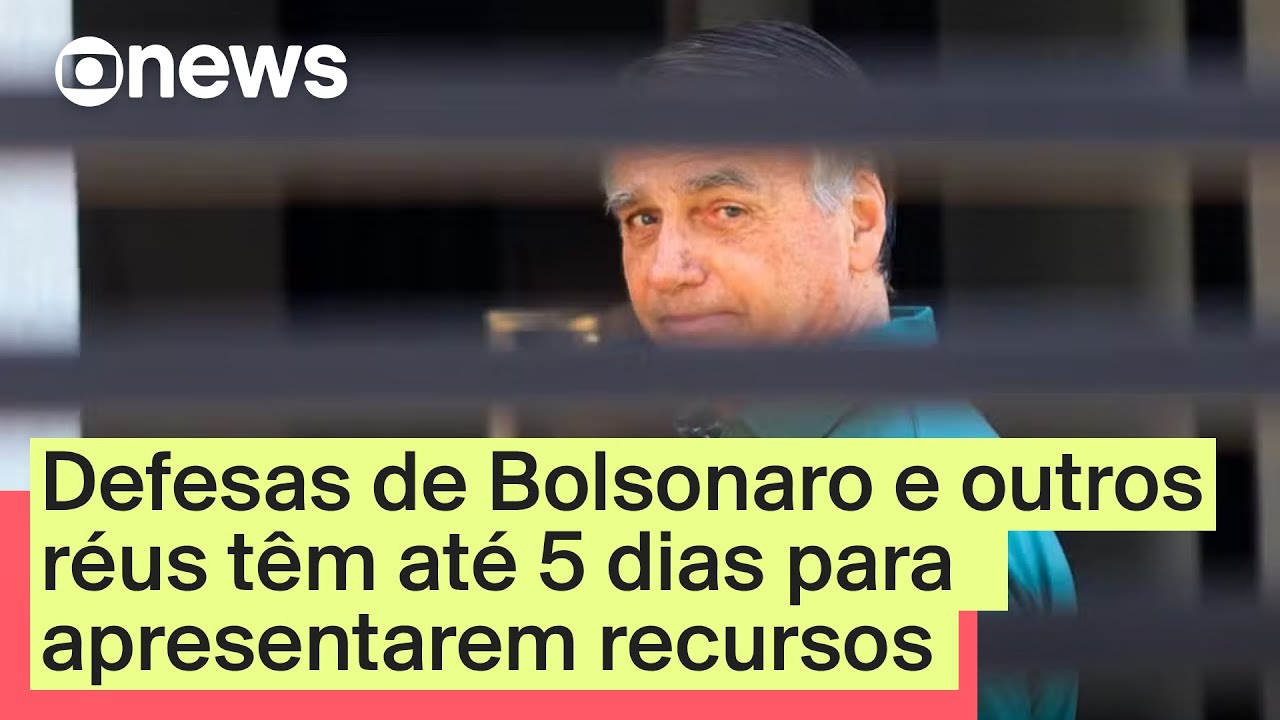 Trama golpista Bolsonaro e outros sete réus têm até cinco dias para defesas apresentarem recursos