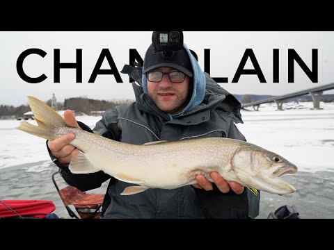 Ice fishing LAKE champlain! (jigging lake trout) video thumbnail