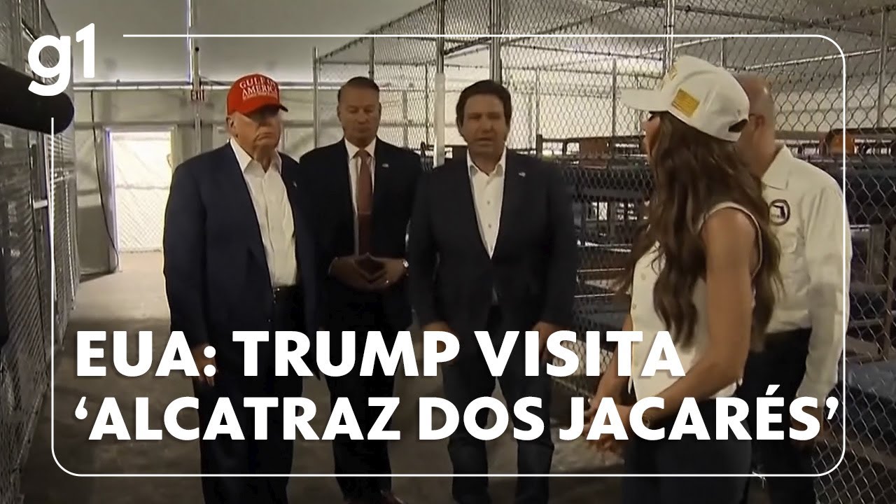 Trump visita novo centro de detenção de imigrantes que foi apelidado de alcatraz dos jacarés
