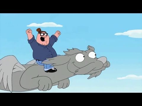 Peter Flies on Falkor The Dragon - Family Guy