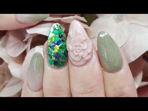 Simple Autumn Feel Acrylic Nails with a Big A$$ 3d Flower