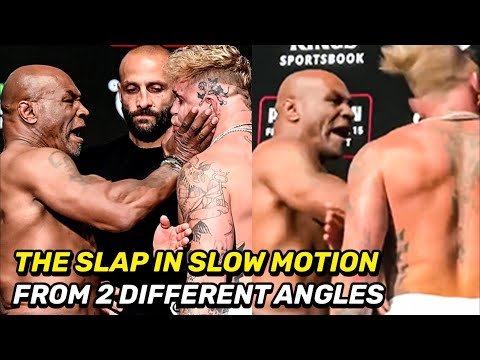 WATCH Mike Tyson SLAP Jake Paul in SLOW MOTION from 2 DIFFERENT ANGLES