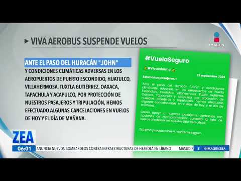 Huracán John: Aerolíneas suspenden vuelos a Oaxaca, Huatulco, Puerto Escondido y Acapulco